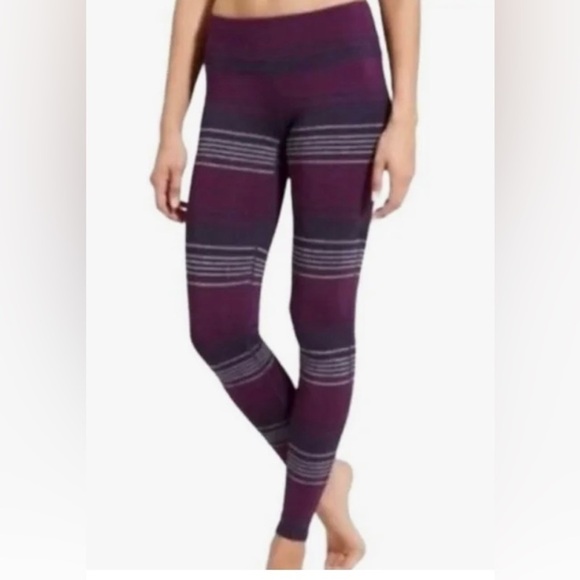 Athleta Pants - Athleta Chaturanga Purple Striped Leggings Size M